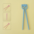 Pastel blue cat training chopsticks with detail views